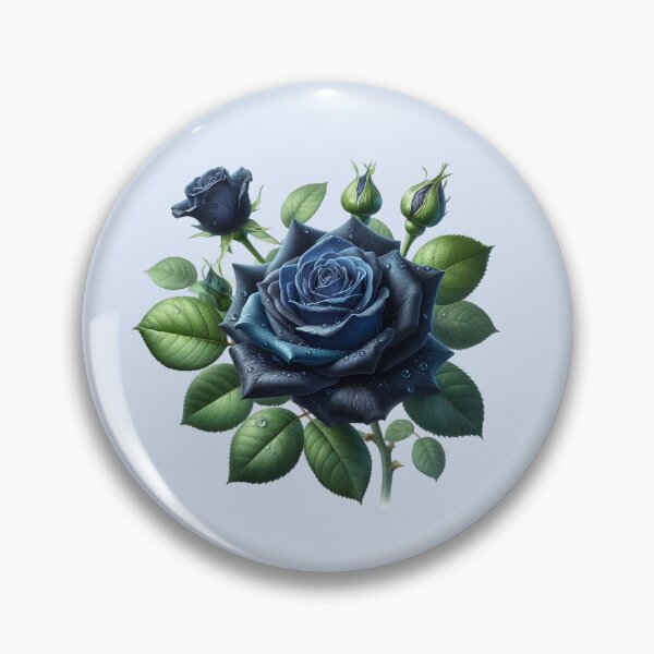 Item preview, Dark Blue Rose with Water Drops Floral Illustration designed and sold by SweetLilith.