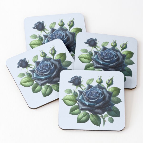Item preview, Dark Blue Rose with Water Drops Floral Illustration designed and sold by SweetLilith.