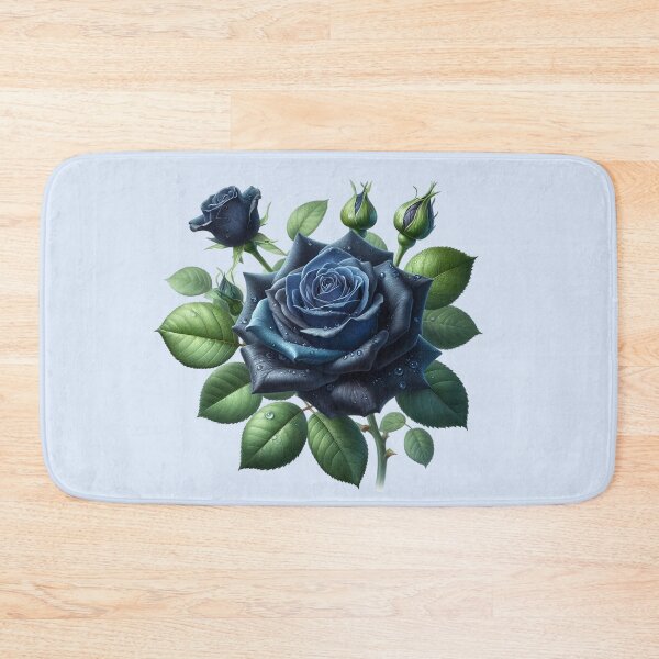 Item preview, Dark Blue Rose with Water Drops Floral Illustration designed and sold by SweetLilith.