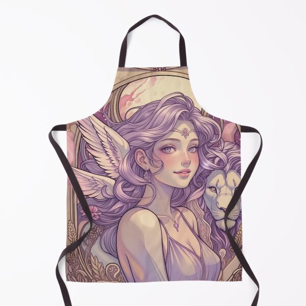 Item preview, Fantasy Angel Girl With Lion – Pastel Purple Aesthetic Art Print | Leo Zodiac Goddess with Lion Art | Leo Energy Celestial Astrology Illustration | Anime Fantasy Girl designed and sold by RSDigitalPrintDesign.