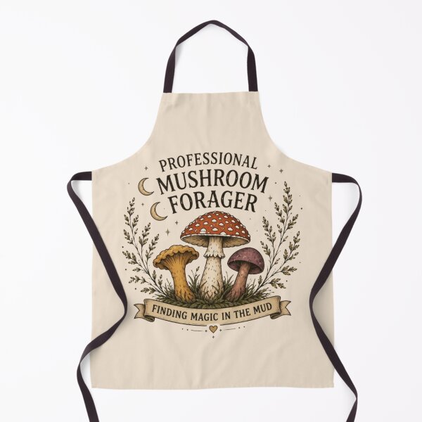 Artikelvorschau, Professioneller Pilzsammler – Vintage-Pilz-Cottagecore-Design für Naturliebhaber entworfen und verkauft von Moonwoven Studio.