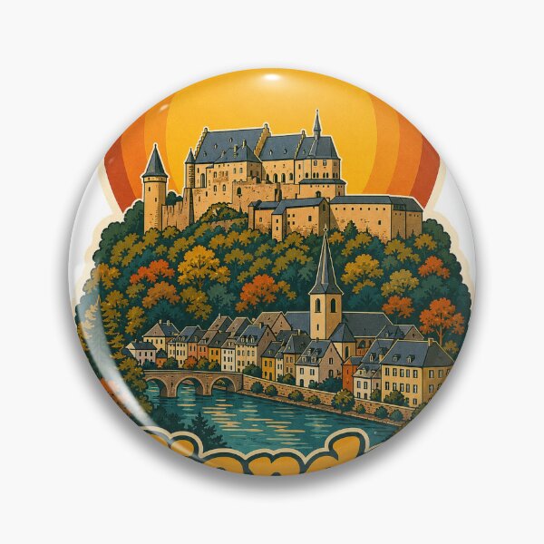 Item preview, Vianden Luxembourg Travel Souvenir - Retro Illustration designed and sold by VisualArtsOasis.