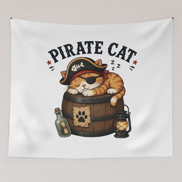 Item preview, Pirate Cat Cute Vintage Cartoon Design designed and sold by AMICO77.