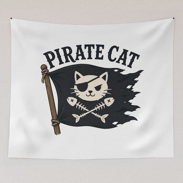 Item preview, Pirate Cat Cute Vintage Cartoon Design designed and sold by AMICO77.