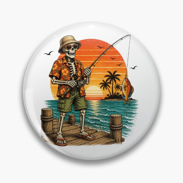 Item preview, Skeleton Fishing Tropical Sunset Vintage Beach designed and sold by the-dovlat.