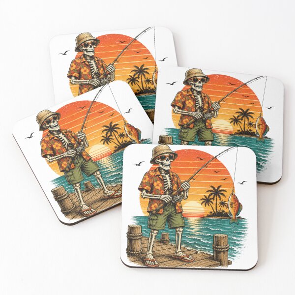 Item preview, Skeleton Fishing Tropical Sunset Vintage Beach designed and sold by the-dovlat.