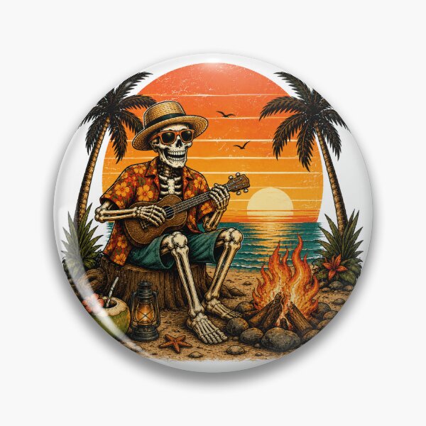 Item preview, Skeleton Playing Ukulele Tropical Beach Campfire designed and sold by the-dovlat.