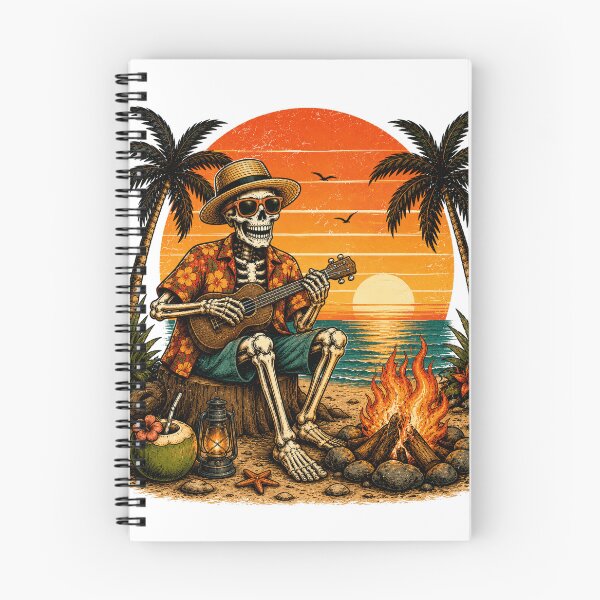 Item preview, Skeleton Playing Ukulele Tropical Beach Campfire designed and sold by the-dovlat.