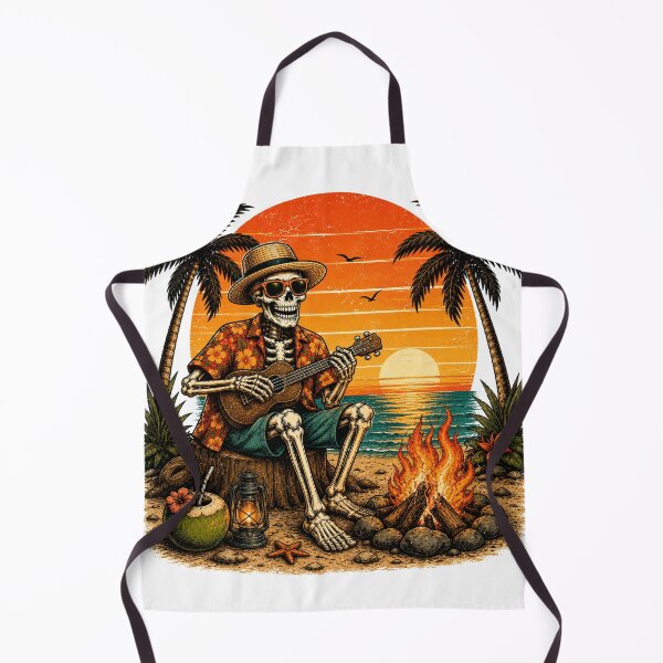 Item preview, Skeleton Playing Ukulele Tropical Beach Campfire designed and sold by the-dovlat.