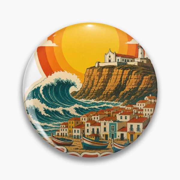 Item preview, Nazare Portugal Travel Souvenir - Retro Illustration designed and sold by VisualArtsOasis.