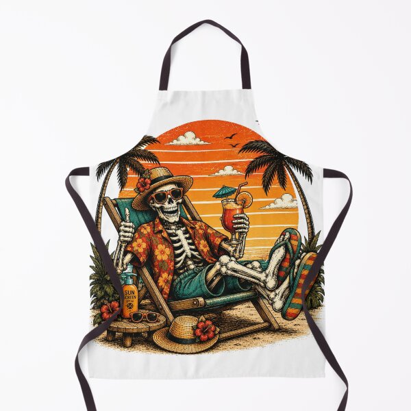 Item preview, Skeleton Relaxing on Beach Chair Tropical Cocktail designed and sold by the-dovlat.