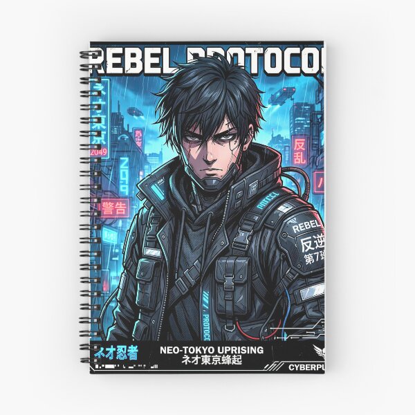 Item preview, Rebel Protocol Neo Tokyo Uprising Cyberpunk Anime Boy designed and sold by DigitalArtx-com.