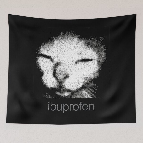 Item preview, Grainy Cat Face with Ibuprofen designed and sold by FonoisRobinson.