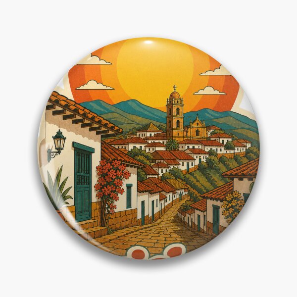 Item preview, Barichara Colombia Travel Souvenir - Retro Illustration designed and sold by VisualArtsOasis.