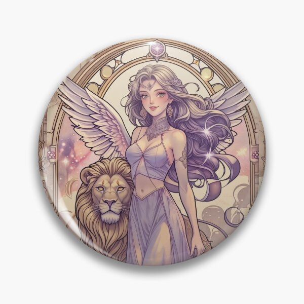 Item preview, Fantasy Angel Girl With Lion – Pastel Purple Aesthetic Art Print | Leo Zodiac Goddess with Lion Art | Leo Energy Celestial Astrology Illustration | Anime Fantasy Girl  designed and sold by RSDigitalPrintDesign.