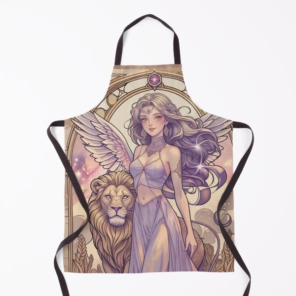 Item preview, Fantasy Angel Girl With Lion – Pastel Purple Aesthetic Art Print | Leo Zodiac Goddess with Lion Art | Leo Energy Celestial Astrology Illustration | Anime Fantasy Girl designed and sold by RSDigitalPrintDesign.