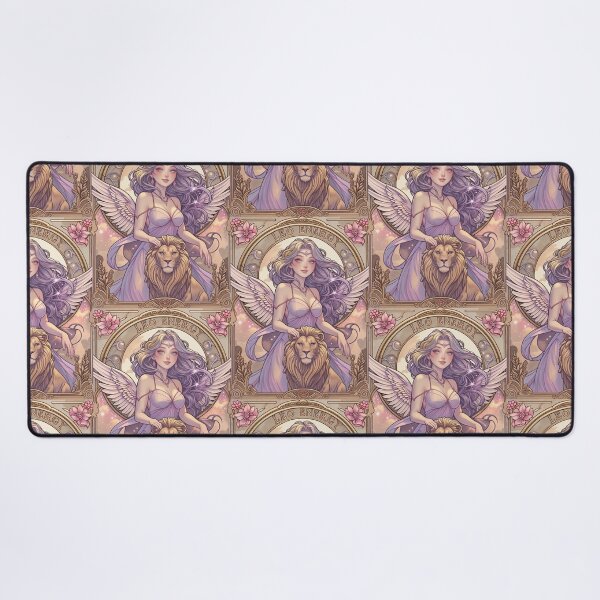 Item preview, Fantasy Angel Girl With Lion – Pastel Purple Aesthetic Art Print | Leo Zodiac Goddess with Lion Art | Leo Energy Celestial Astrology Illustration | Anime Fantasy Girl designed and sold by RSDigitalPrintDesign.