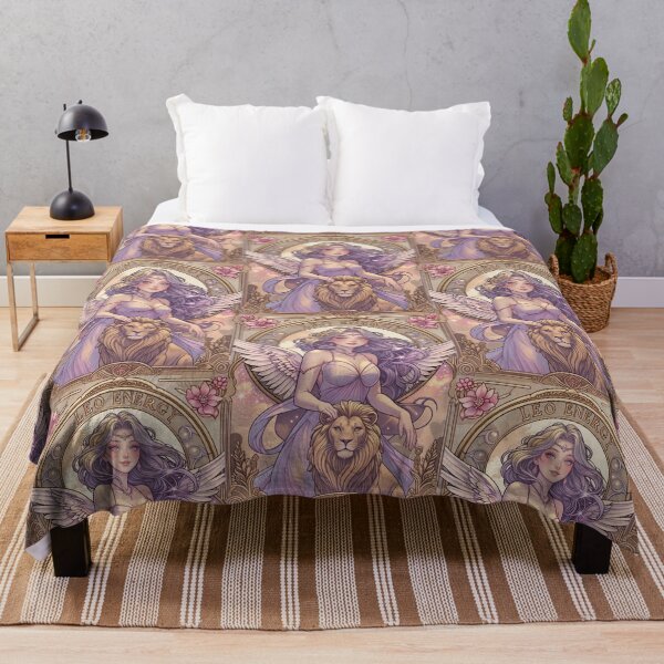 Item preview, Fantasy Angel Girl With Lion – Pastel Purple Aesthetic Art Print | Leo Zodiac Goddess with Lion Art | Leo Energy Celestial Astrology Illustration | Anime Fantasy Girl designed and sold by RSDigitalPrintDesign.