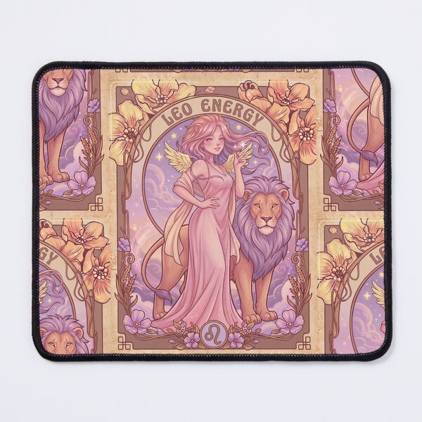 Item preview, Fantasy Angel Girl With Lion – Pastel Purple Aesthetic Art Print | Leo Zodiac Goddess with Lion Art | Leo Energy Celestial Astrology Illustration | Anime Fantasy Girl designed and sold by RSDigitalPrintDesign.