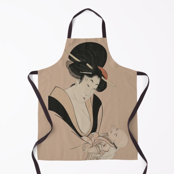 Item preview, Madre e hijo japoneses - Retrato moderno Ukiyo-e - Japandi, desnudo beige designed and sold by Black Swallow.