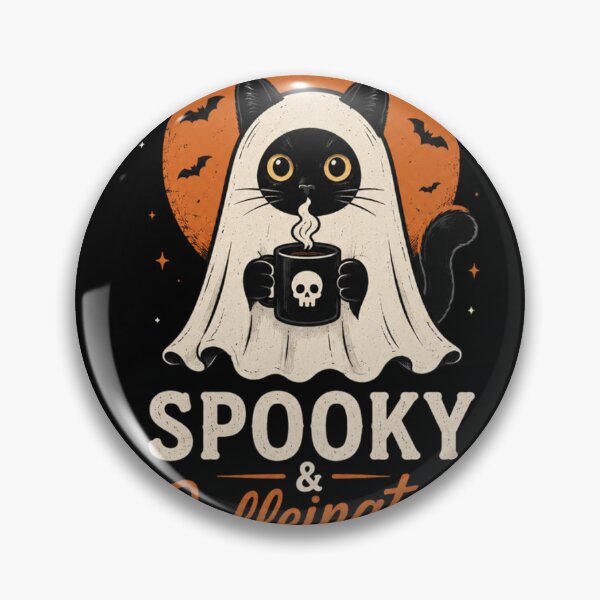 Item preview, Spooky & Caffeinated Minimal Ghost Cat Design – Funny Black Cat Coffee Halloween T-Shirt designed and sold by Artimax-Studio.