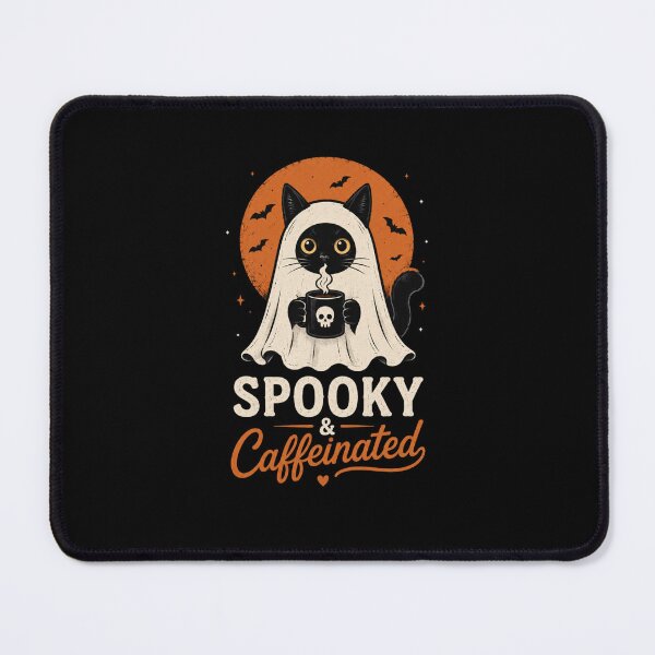 Item preview, Spooky & Caffeinated Minimal Ghost Cat Design – Funny Black Cat Coffee Halloween T-Shirt designed and sold by Artimax-Studio.