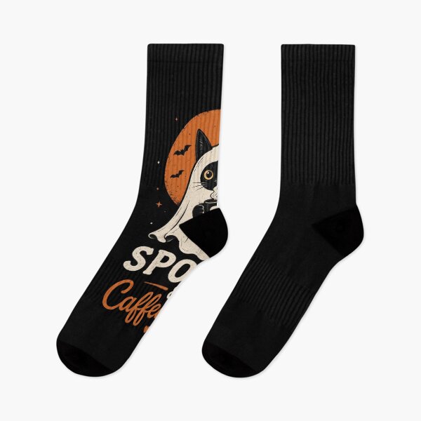 Item preview, Spooky & Caffeinated Minimal Ghost Cat Design – Funny Black Cat Coffee Halloween T-Shirt designed and sold by Artimax-Studio.