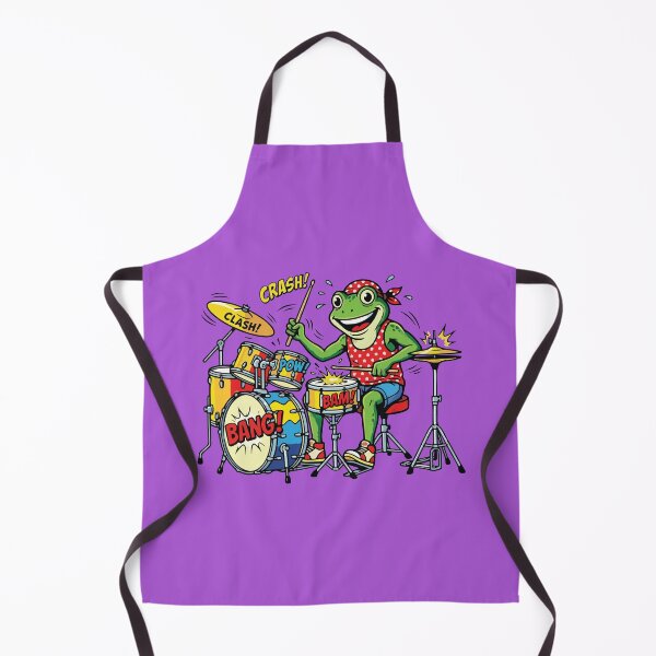 Item preview, Rocker Frog Playing Drums Comic Pop Art designed and sold by BrownHorse90s.