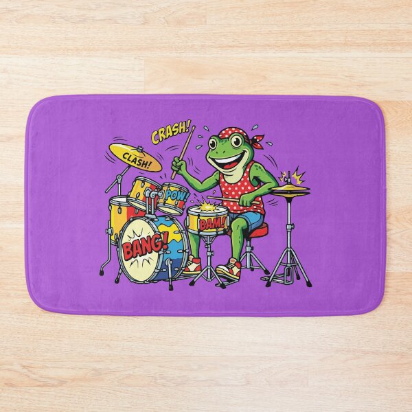 Item preview, Rocker Frog Playing Drums Comic Pop Art designed and sold by BrownHorse90s.