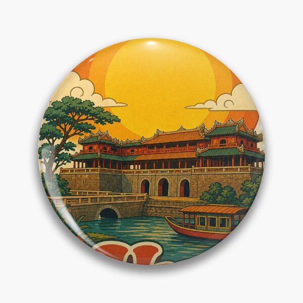 Item preview, Hue Vietnam Travel Souvenir - Retro Illustration designed and sold by VisualArtsOasis.