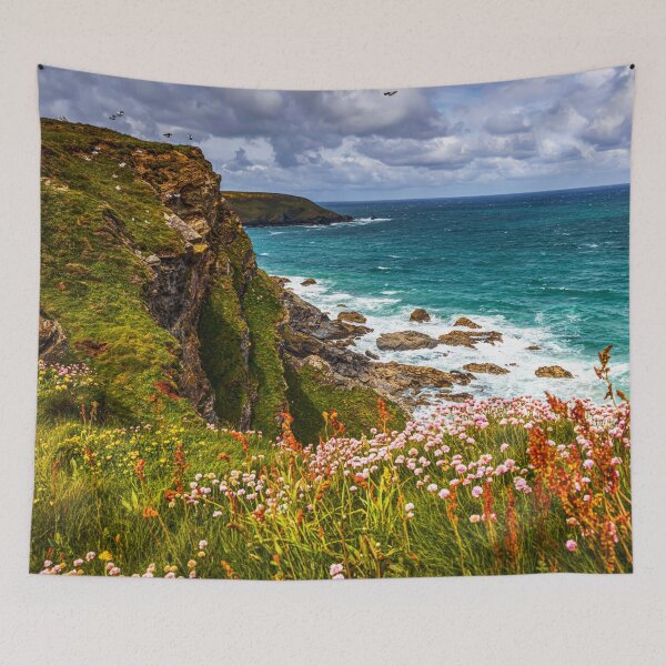 Item preview, Wildflowers and Dramatic Cliffs at Hell's Mouth, Cornwall, England designed and sold by Paul Thompson Photography.