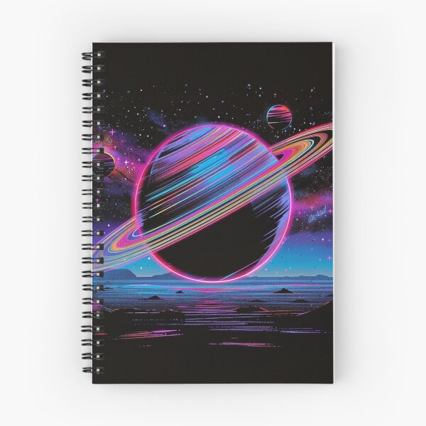 Item preview, saturn dreaming in neon rings designed and sold by RetroWaveArtCo.