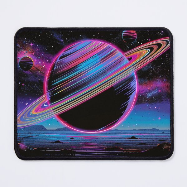 Item preview, saturn dreaming in neon rings designed and sold by RetroWaveArtCo.