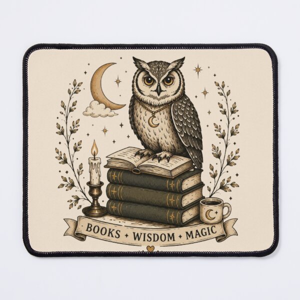 Item preview, The Library Owl Vintage Book Lover Design | Mystical Owl on Books | Dark Academia PNG designed and sold by Moonwoven Studio.