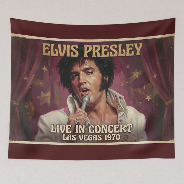 Item preview, Elvis Presley Live in Concert Las Vegas 1970 Retro Poster designed and sold by ElvisVintagePosters.