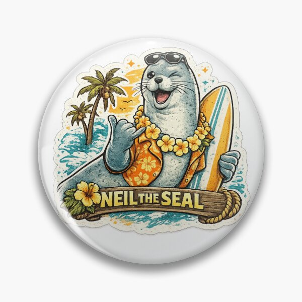Item preview, Neil The Seal Surf Vibes T-Shirt Design | Cute Beach Seal Illustration designed and sold by singhworldcr.