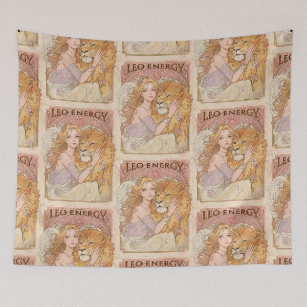 Item preview, Leo Zodiac Goddess with Lion Art | Leo Energy Celestial Astrology Illustration | Anime Fantasy Girl | Horoscope Zodiac Wall Art | Leo Birthday Gift | Art Nouveau Decor designed and sold by RSDigitalPrintDesign.