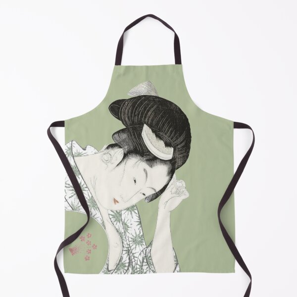 Item preview, Japanese Woman - Modern Ukiyo-e Portrait - Japandi, Sage Green designed and sold by Black Swallow.