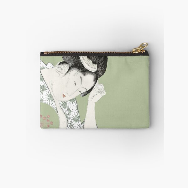 Item preview, Japanese Woman - Modern Ukiyo-e Portrait - Japandi, Sage Green designed and sold by Black Swallow.