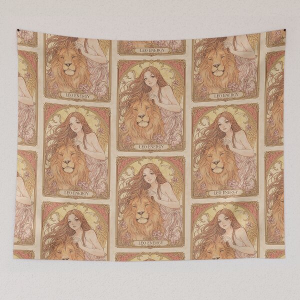 Item preview, Leo Zodiac Goddess with Lion Art | Leo Energy Celestial Astrology Illustration | Anime Fantasy Girl | Horoscope Zodiac Wall Art | Leo Birthday Gift | Art Nouveau Decor designed and sold by RSDigitalPrintDesign.