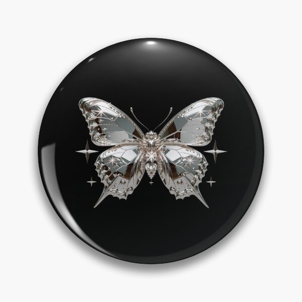 Item preview, Silver Chrome Cyberpunk Butterfly – Y2K Cybercore Aesthetic designed and sold by daila70.