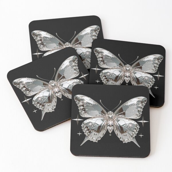 Item preview, Silver Chrome Cyberpunk Butterfly – Y2K Cybercore Aesthetic designed and sold by daila70.