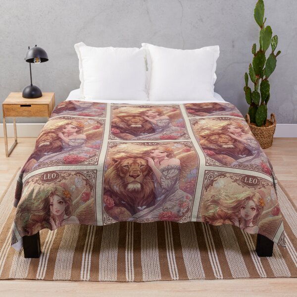 Item preview, Leo Zodiac Goddess with Lion Art | Leo Energy Celestial Astrology Illustration | Anime Fantasy Girl | Horoscope Zodiac Wall Art | Leo Birthday Gift | Art Nouveau Decor designed and sold by RSDigitalPrintDesign.