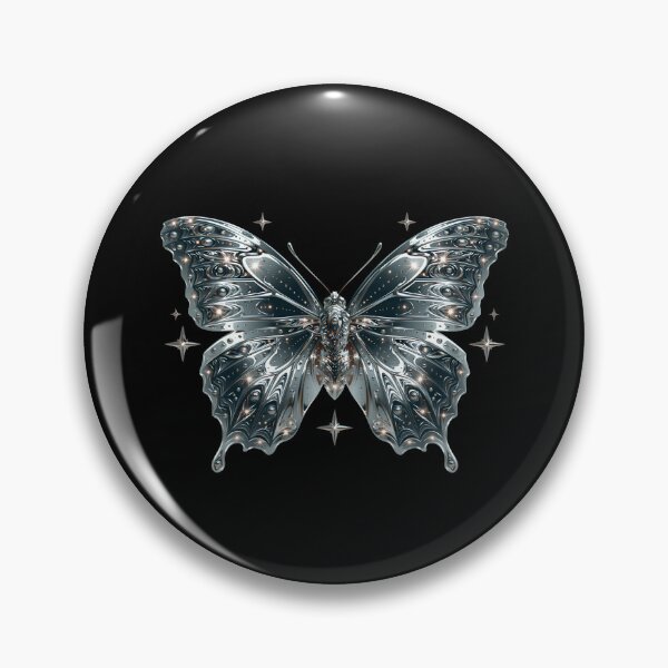 Item preview, Dark Chrome Cyberpunk Butterfly – Y2K Cybercore Aesthetic designed and sold by daila70.
