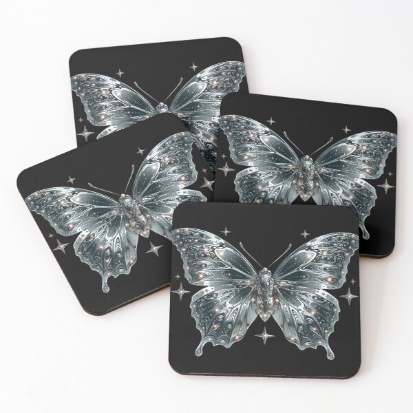 Item preview, Dark Chrome Cyberpunk Butterfly – Y2K Cybercore Aesthetic designed and sold by daila70.