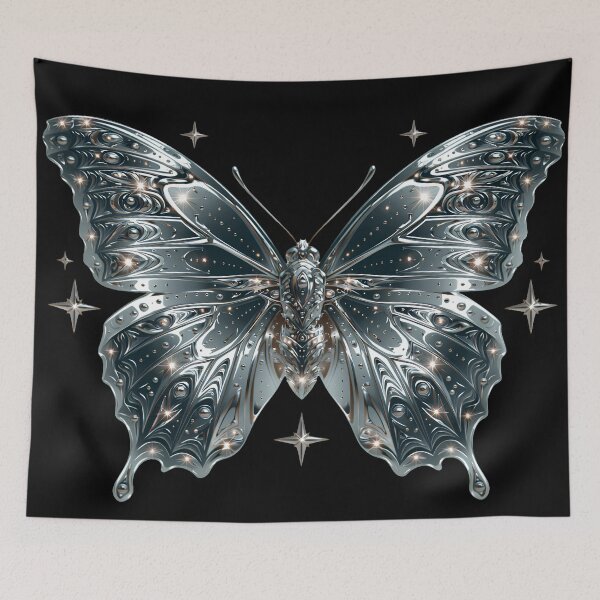 Item preview, Dark Chrome Cyberpunk Butterfly – Y2K Cybercore Aesthetic designed and sold by daila70.