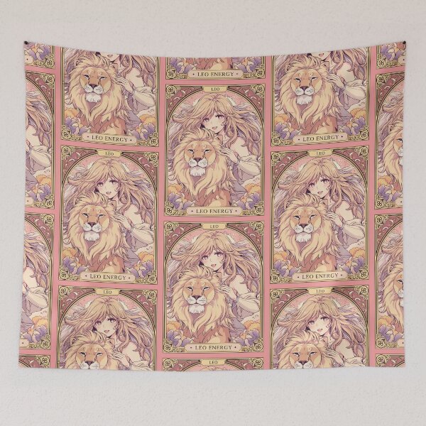 Item preview, Leo Zodiac Goddess with Lion Art | Leo Energy Celestial Astrology Illustration | Anime Fantasy Girl | Horoscope Zodiac Wall Art | Leo Birthday Gift | Art Nouveau Decor designed and sold by RSDigitalPrintDesign.