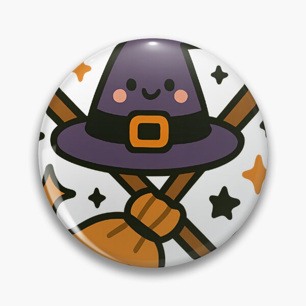Item preview, Witch Hat and Broom — Cute Spooky Season Halloween designed and sold by JuanmaLW.