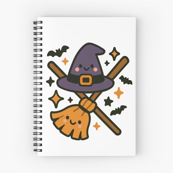 Item preview, Witch Hat and Broom — Cute Spooky Season Halloween designed and sold by JuanmaLW.