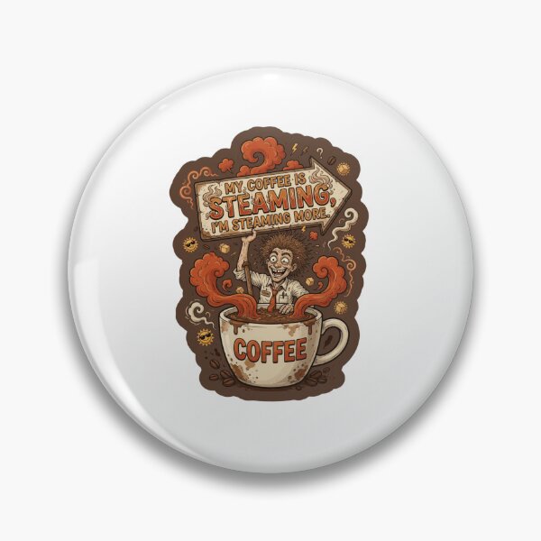 Item preview, My Coffee Is Steaming I'm Steaming More Funny Sticker designed and sold by Imaginarium of Chaos falcon88 .